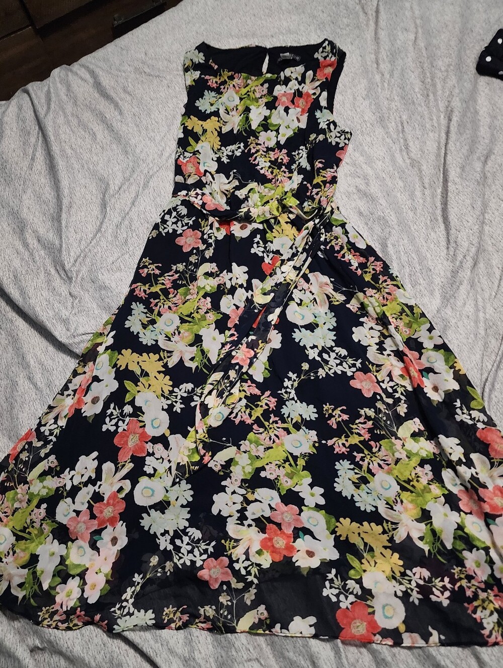 Floral Navy Maxi Dress with Pink and Green Blooms